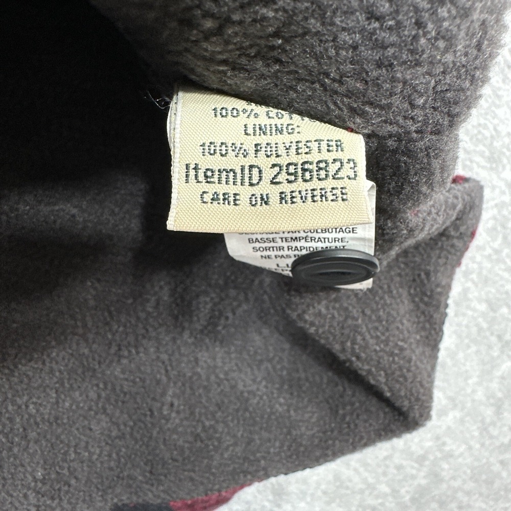 LL Bean Fleece Lined Flannel Hoodie Women Small Red Buffalo Plaid Cozy Shacket - Picture 10 of 13